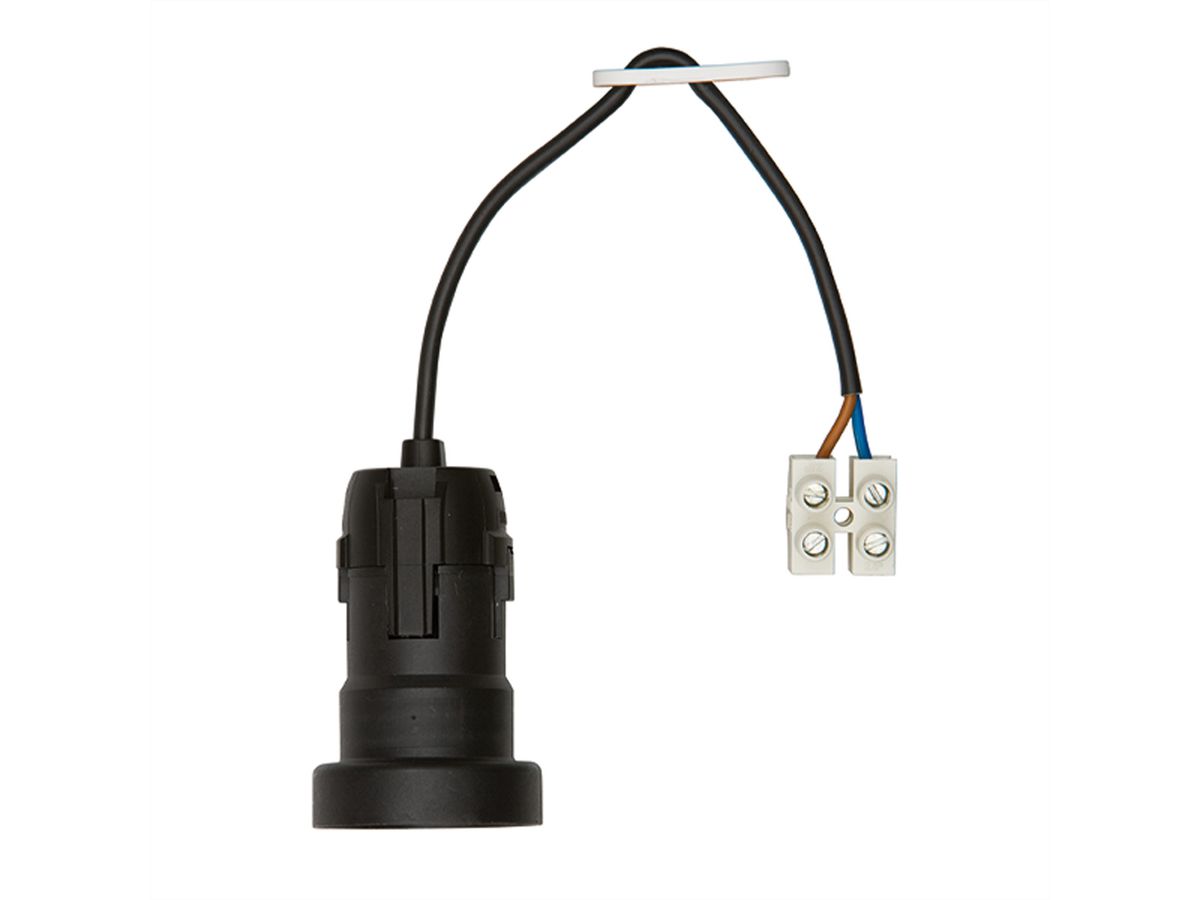 BACHMANN construction site socket E27, H03VV-F 2x0.75mm, black, 0.2 m