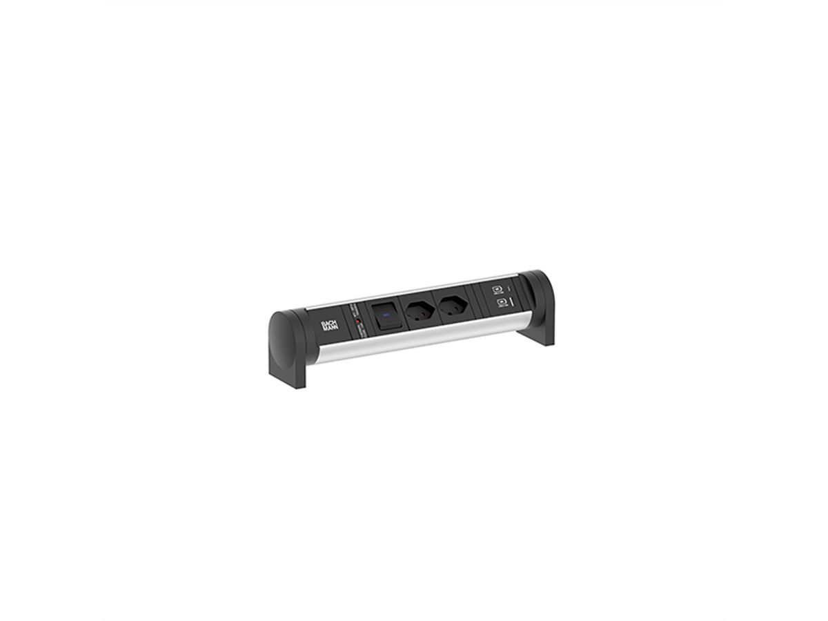 BACHMANN CYCLE Desk 2xCH 1xSwitch 1xUSB A/C 22W 0.2m GST18