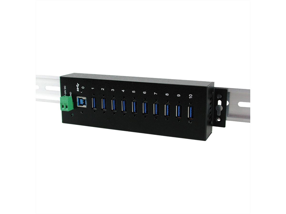 EXSYS EX-1110HMVS 10 Port USB 3.2 Gen1 HUB 15KV ESD Surge Protection Metallgehäuse