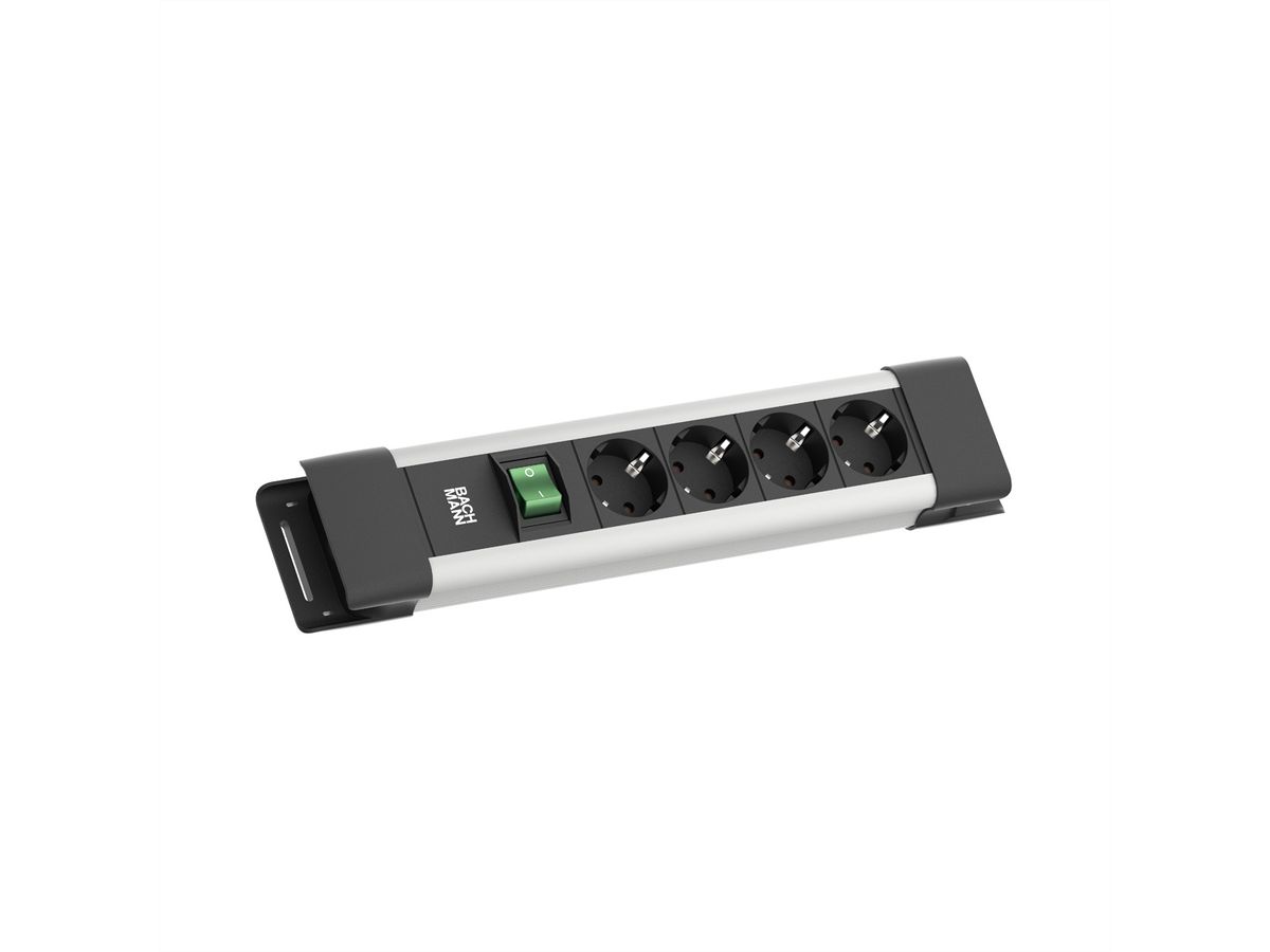 BACHMANN CONNECTUS 4xCEE7/3, 1xSchalter 2,0m CEE7/7 Grau