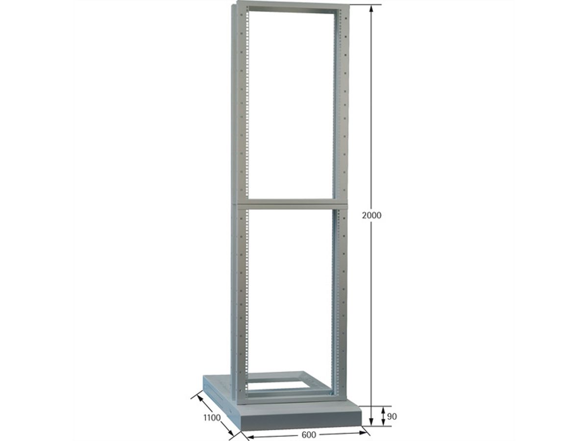 19"-rack 42 HE, 2100x600x1100mm, met sokkel