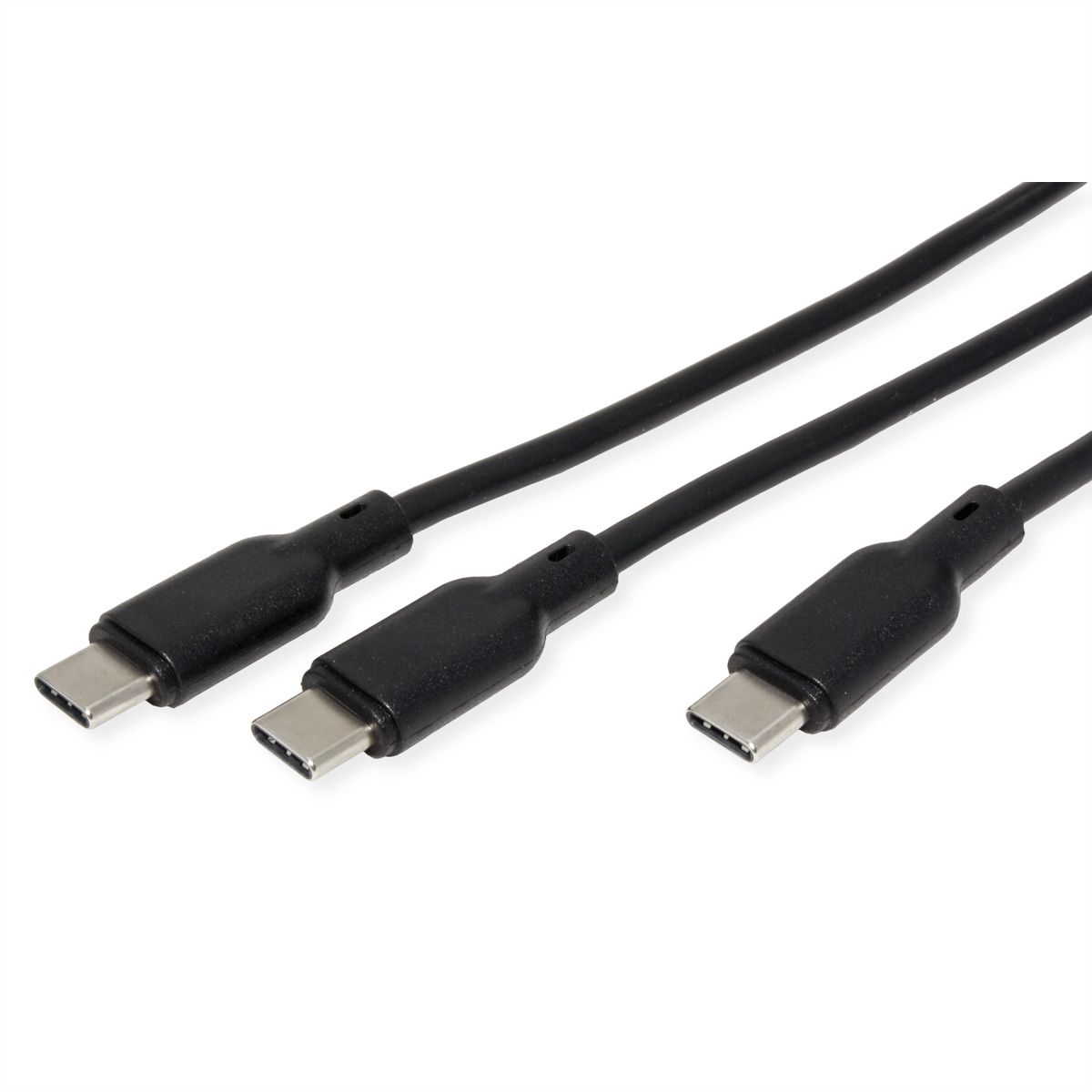 VALUE USB 2.0 Y-Splitter Charging Cable, 1x C to 2x C, max. 100W, black, 1.8 m