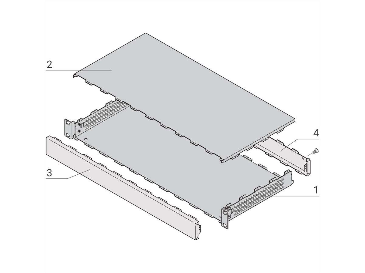SCHROFF Interscale 19" Rack Mount Chassis, Perforated, 1 U, 84 HP, 221 mm