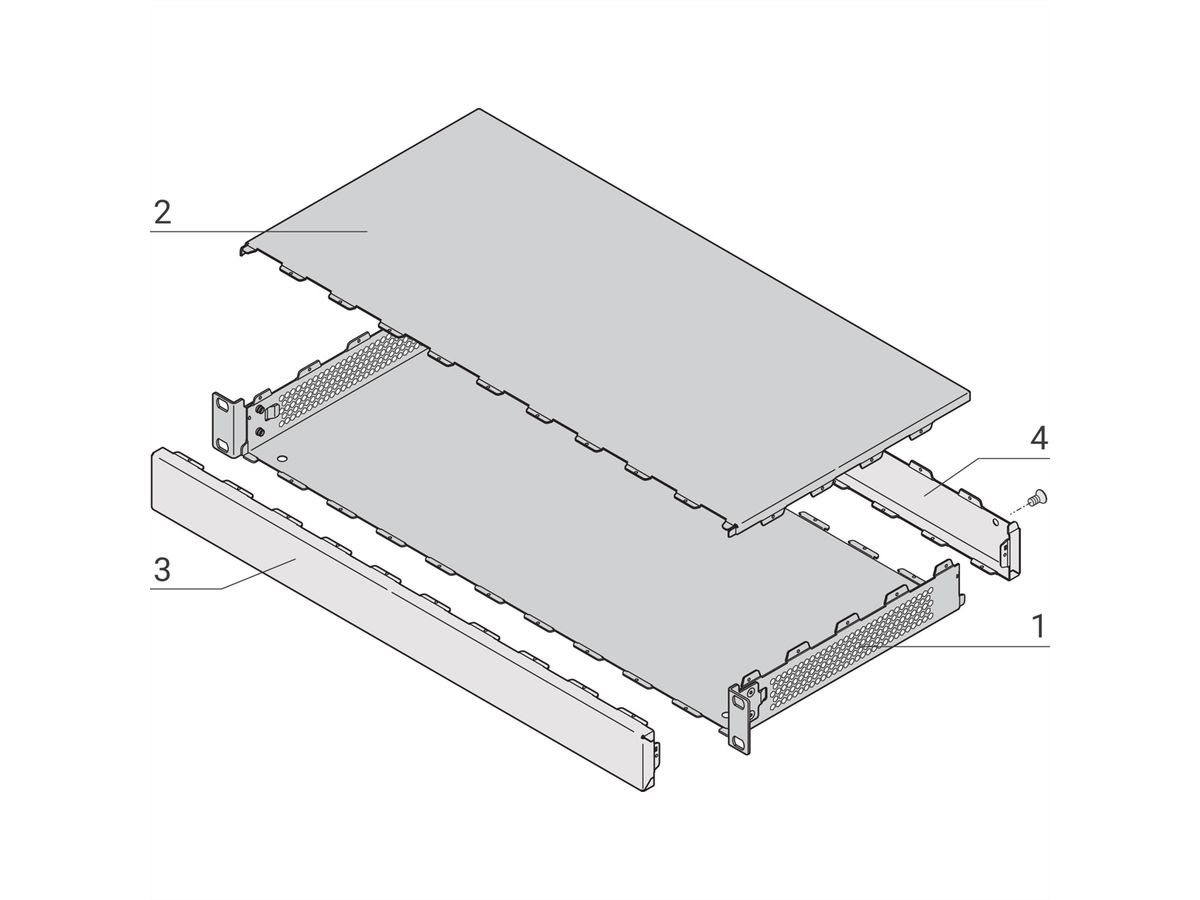 SCHROFF Interscale 19" rack-montage chassis, geperforeerd, 1 HE, 84 HP, 221 mm