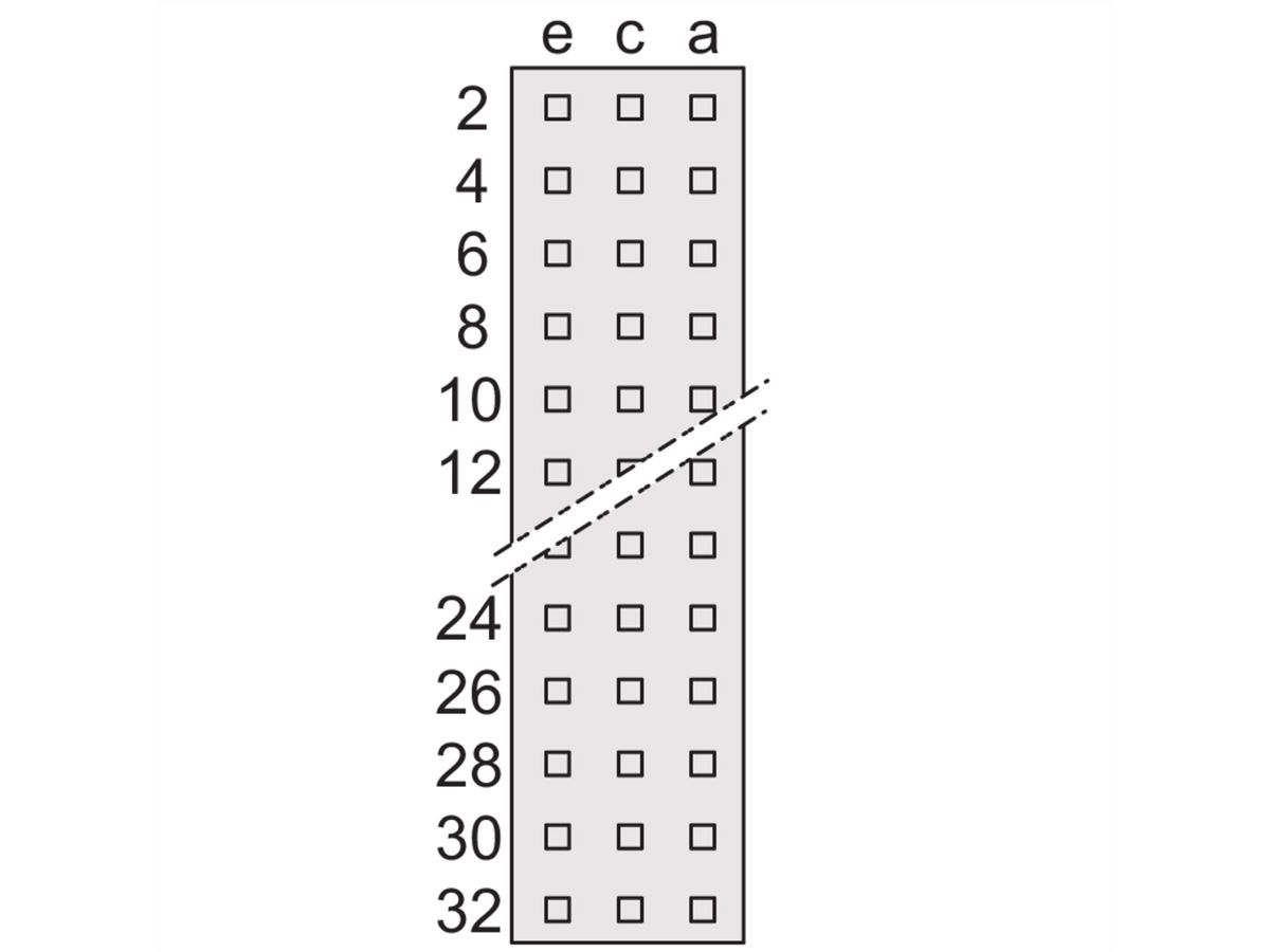 SCHROFF Stekker Type E, EN 60603, DIN 41612, Mannelijk, 48 Contacten, Soldeerpennen, 2,9 mm