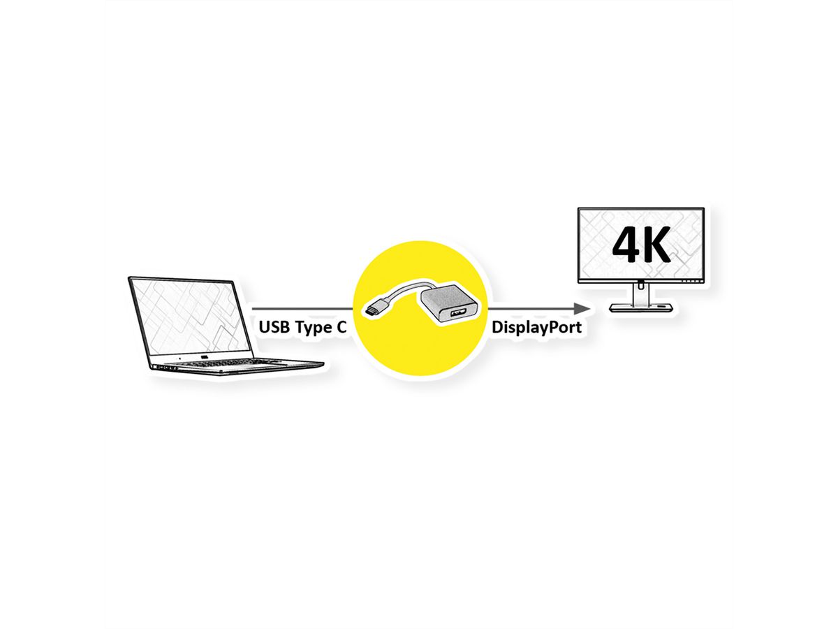 ROLINE Display Adapter USB Type C - DisplayPort v1.2, M/F