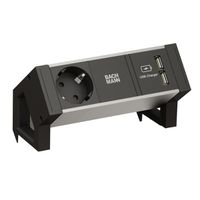 BACHMANN DESK2 ALU BLACK 1x earthing contact 1x USB-Charger GST18