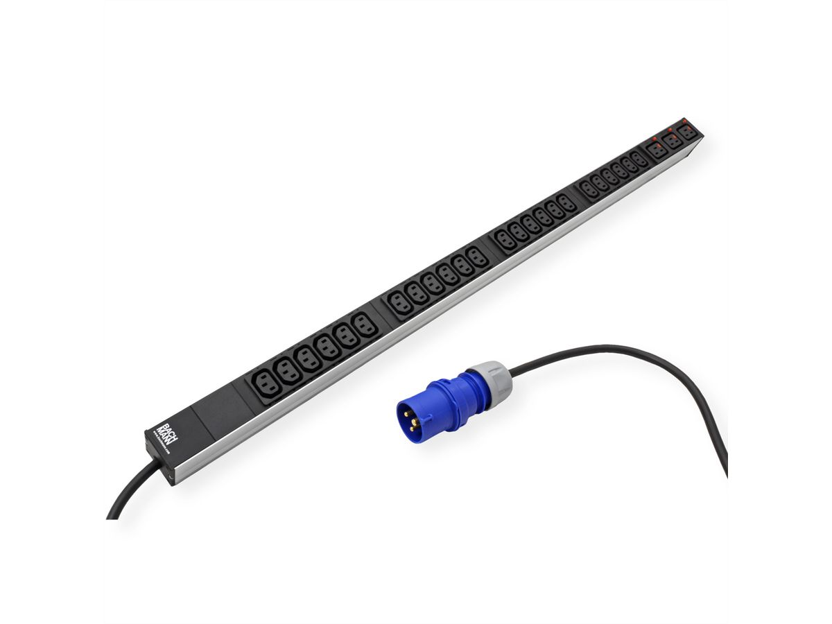 BACHMANN IT PDU ALU 1U 24x C13 3x C19 plug CEE L+N+PE 16A blue
