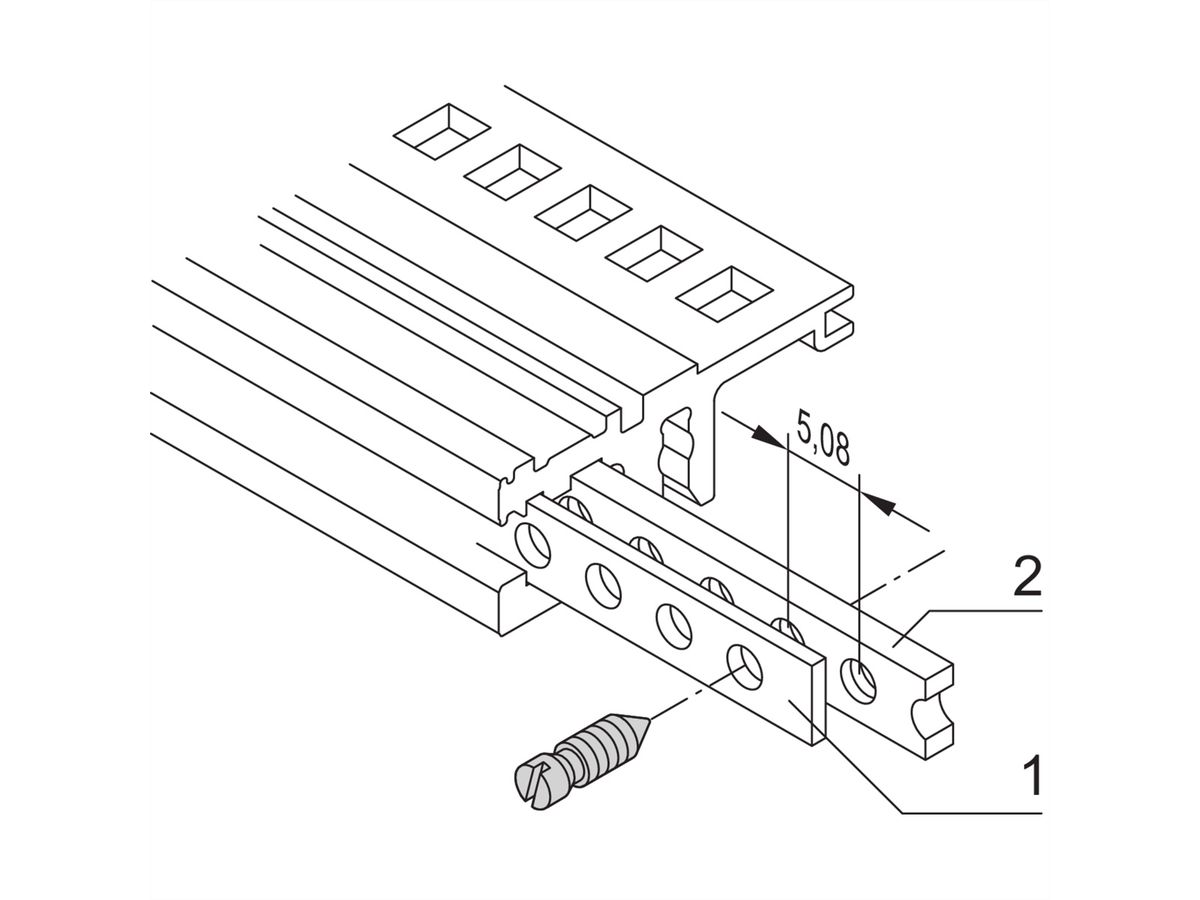 SCHROFF horizontale geperforeerde strip, 42 pk