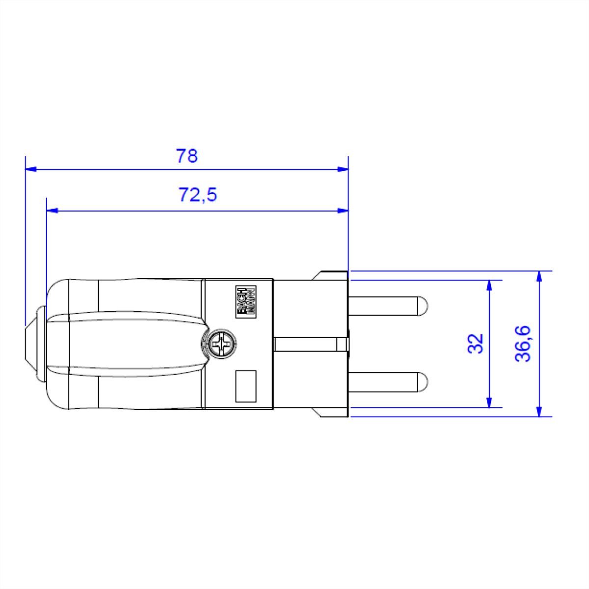 BACHMANN mounting plug black, CEE 7/7 2-pole with earthing contact