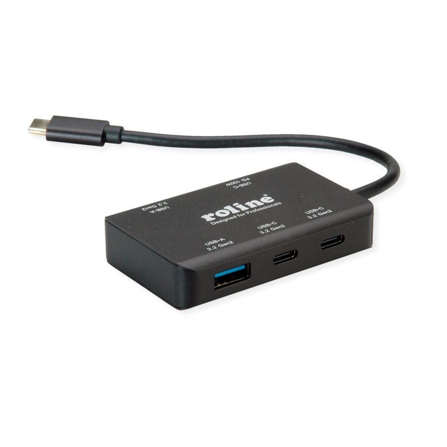 ROLINE USB 3.2 Gen 2 Hub, 4-voudig (2x USB-A + 2x USB-C), PD, type C-aansluitkabel