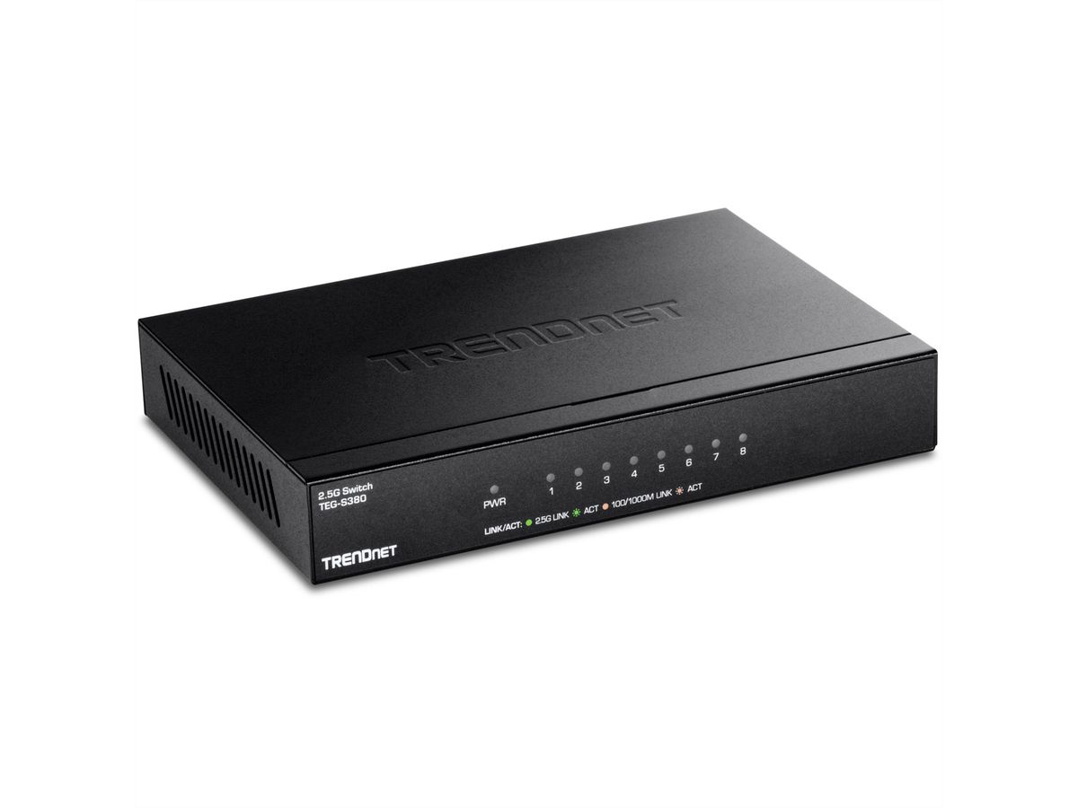 TRENDnet TEG-S380 8-Poorts 2.5G Switch , onbeheerd, zwart