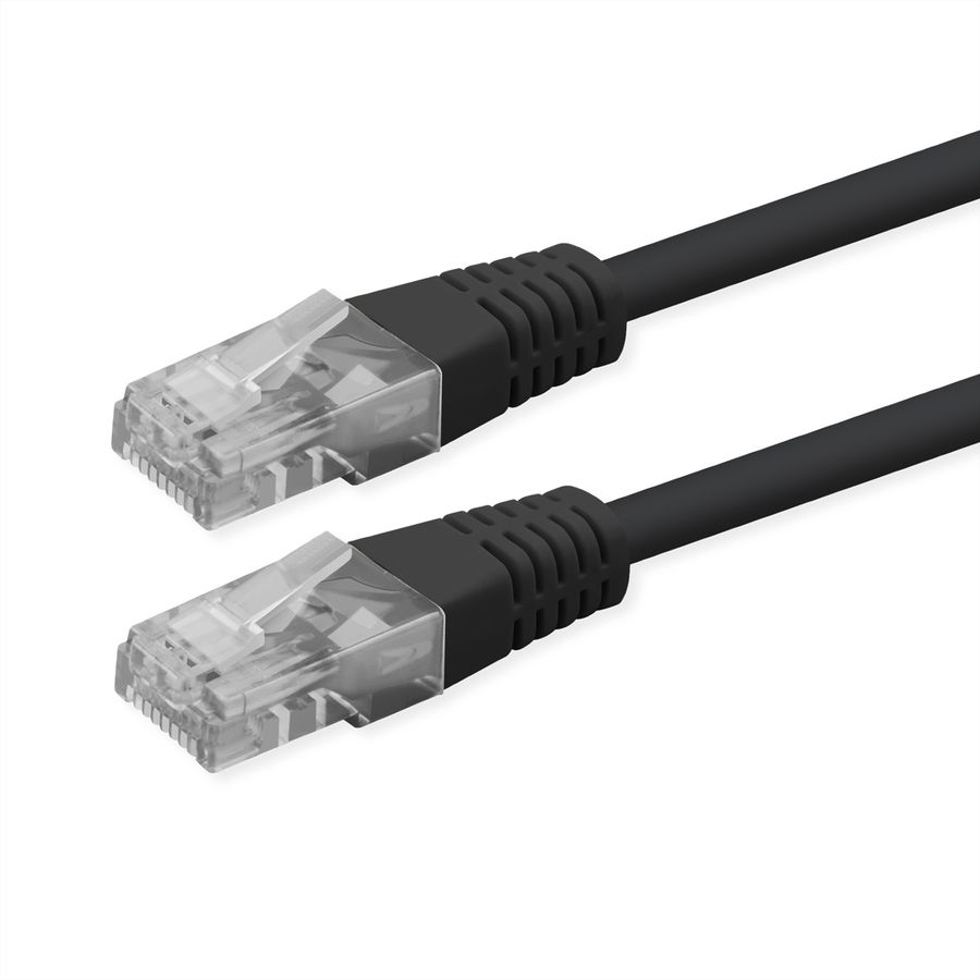 ROLINE Cat.6 (Class E) Patch Cable, UTP, PoE, zwart, 0,5 m