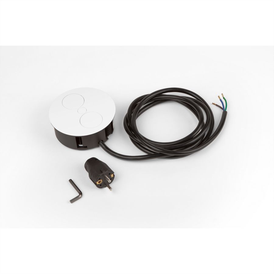 BACHMANN TWIST 2x earthing contact, wire end ferrules, earthing contact assembly plug, white, 2 m