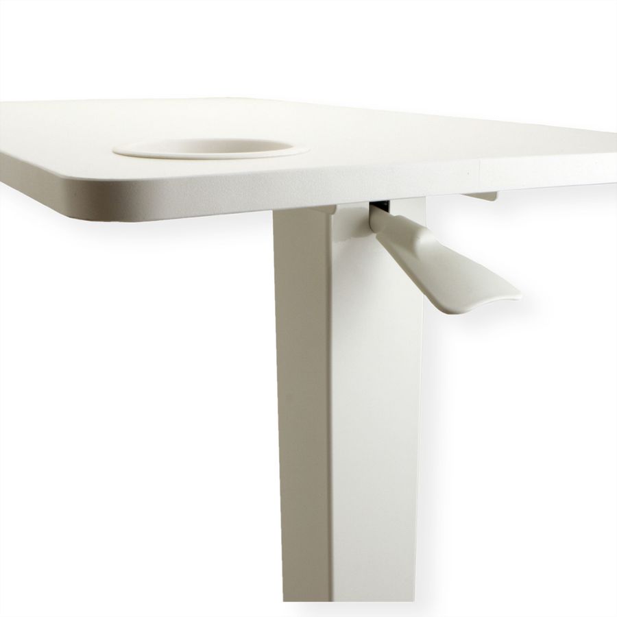 ROLINE Gas Spring Side Table / Workstation, height-adjustable, hidden casters, white