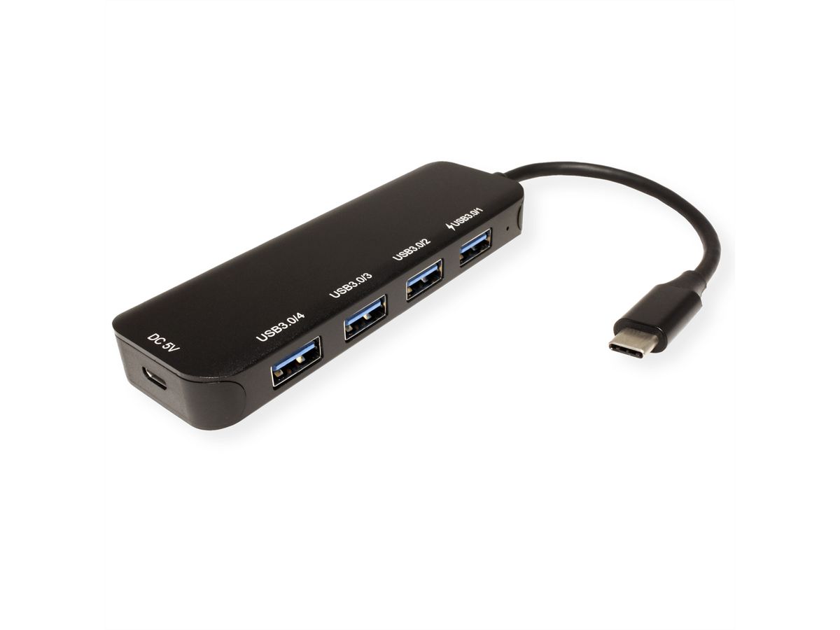 VALUE USB 3.2 Gen 1 Hub, 4 Ports, Type C Connection Cable