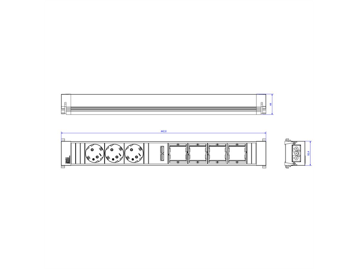 BACHMANN CONF 3x CEE7/3 1x USB Oplader