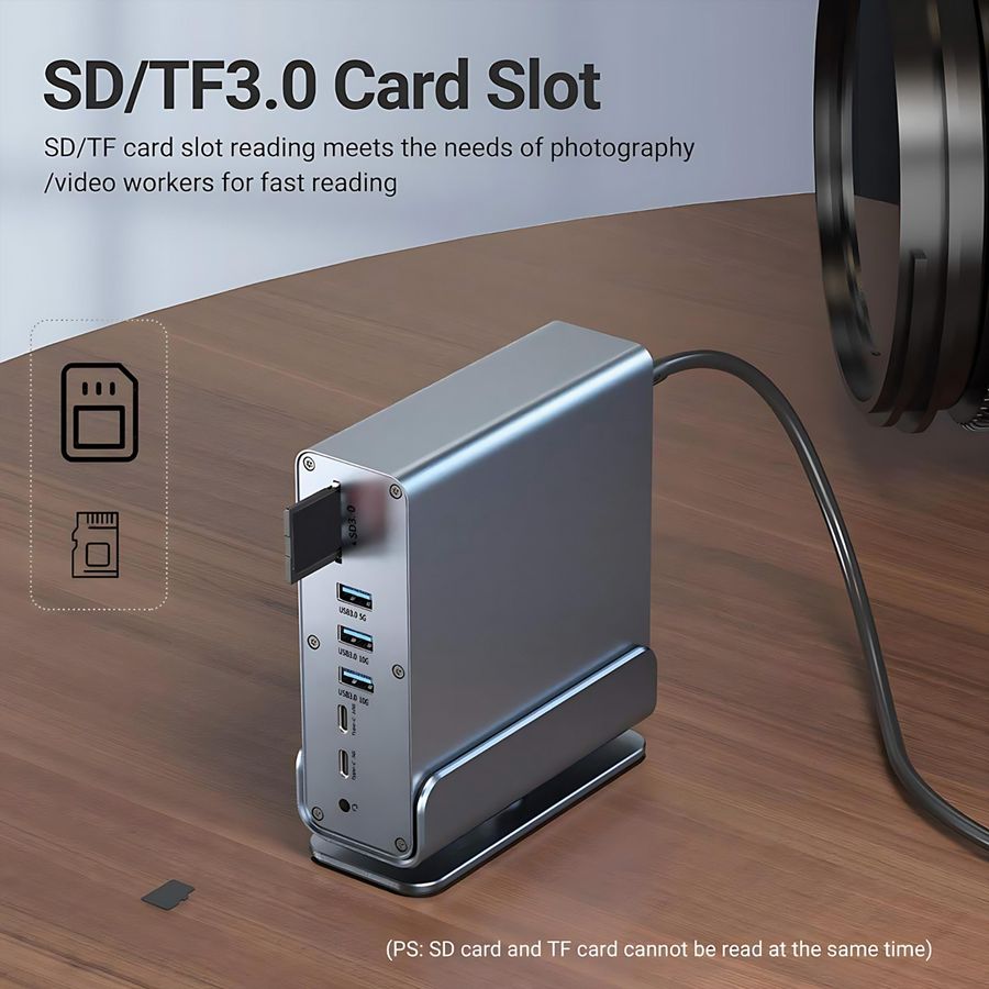 VALUE Dockingstation USB-C, HDMI/DP 4K60, Gigabit Ethernet, USB-A, USB-C, PD, SD/microSD, Audio