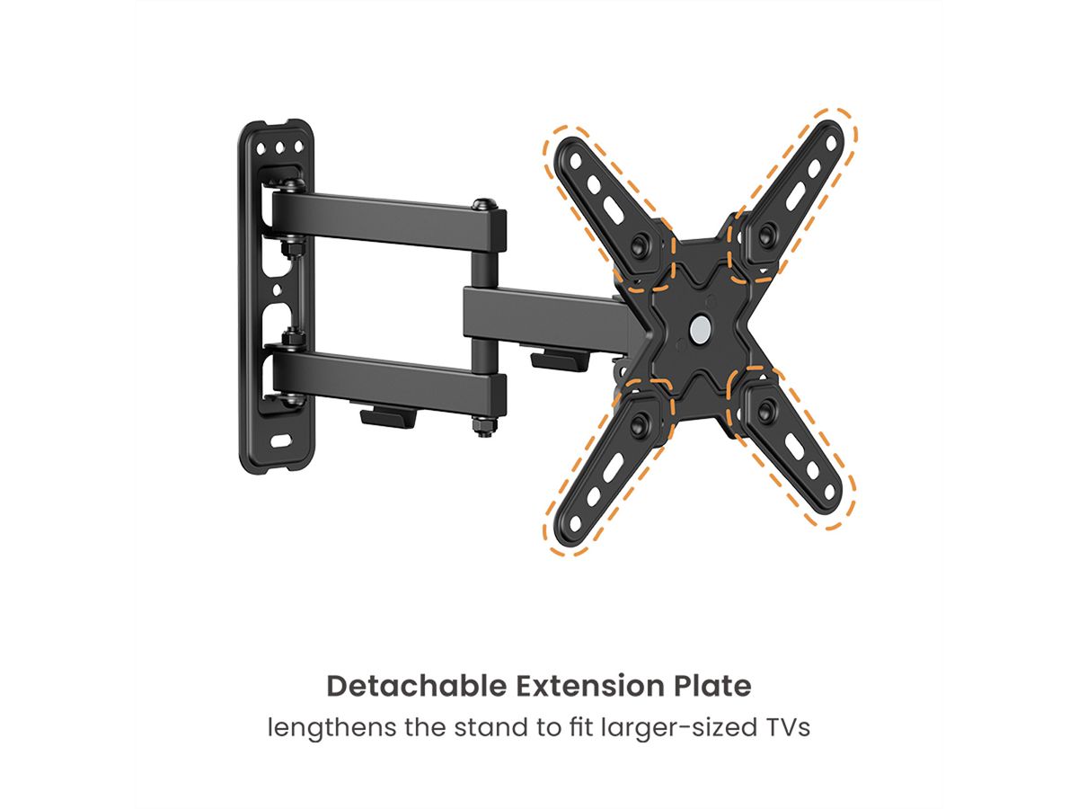 VALUE TV muurbeugel, 3 draaipunten, 13-43 inch, maximaal 20 kg