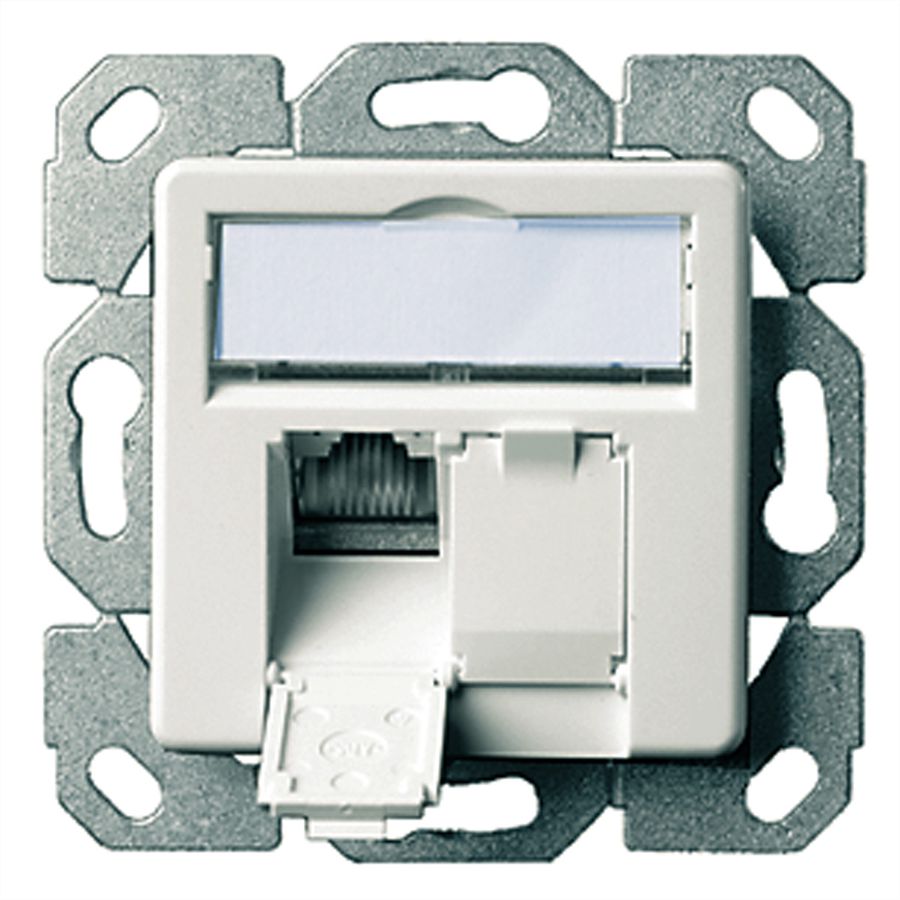 TELEGÄRTNER AMJ45 inbouwcontactdoos/50 2x RJ-45 Cat. 6A (klasse EA), alpine wit