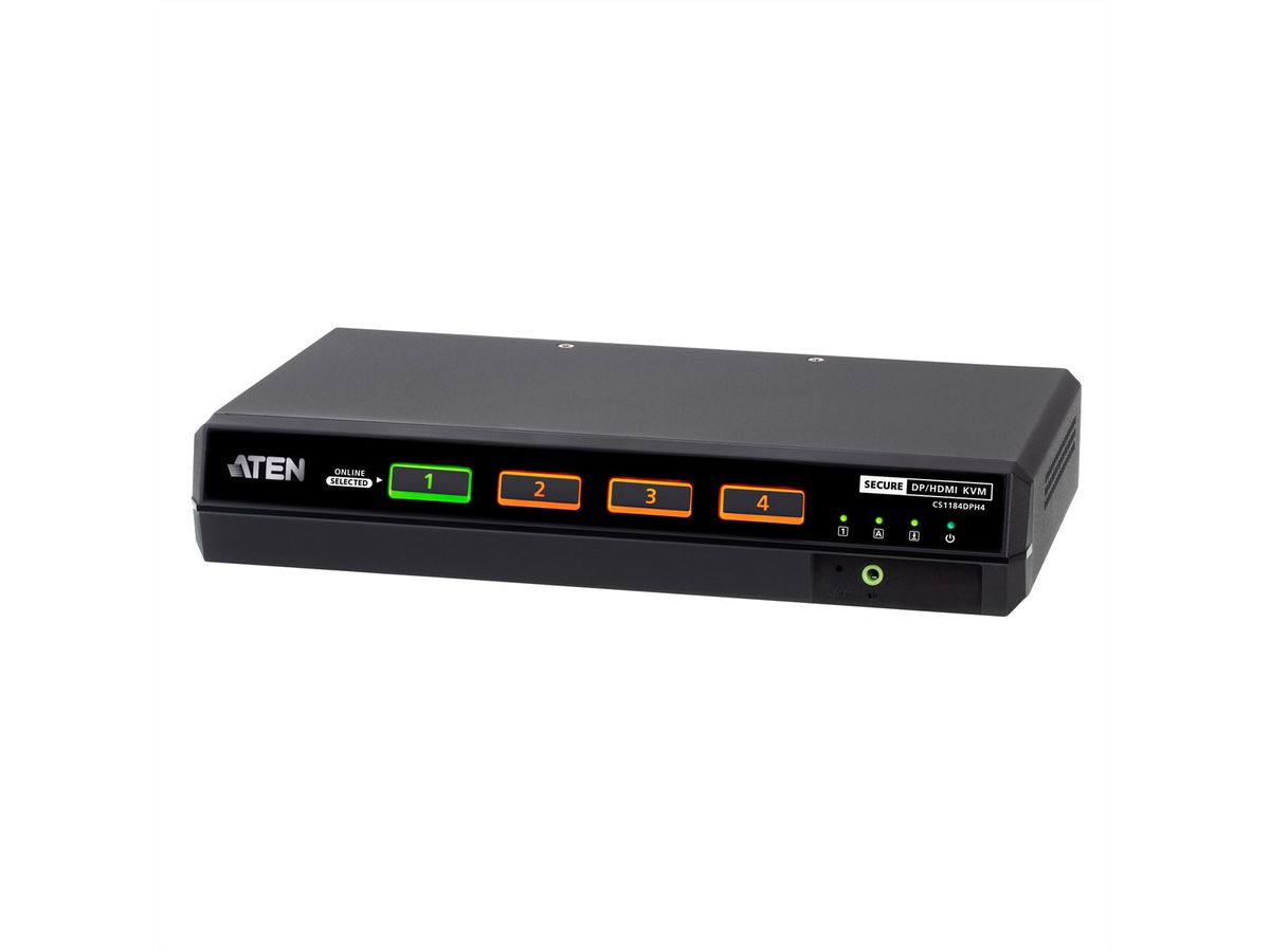 ATEN CS1184DPH4 4-Port USB 5K DP/HDMI Universal Secure KVM Switch , Single Display