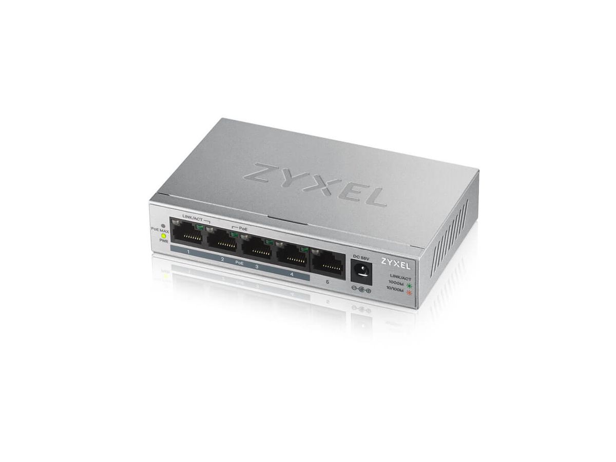 Zyxel GS1005HP Unmanaged Gigabit Ethernet (10/100/1000) Silver Power over Ethernet (PoE)