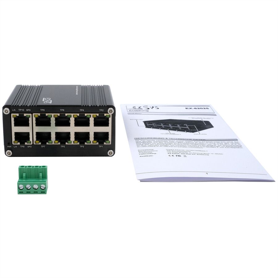 EXSYS EX-62025PoE 10-poorts industriële PoE-switch mini unmanaged