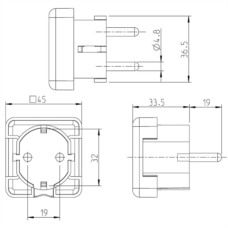 BACHMANN earthing contact plug, white flat version, mountable