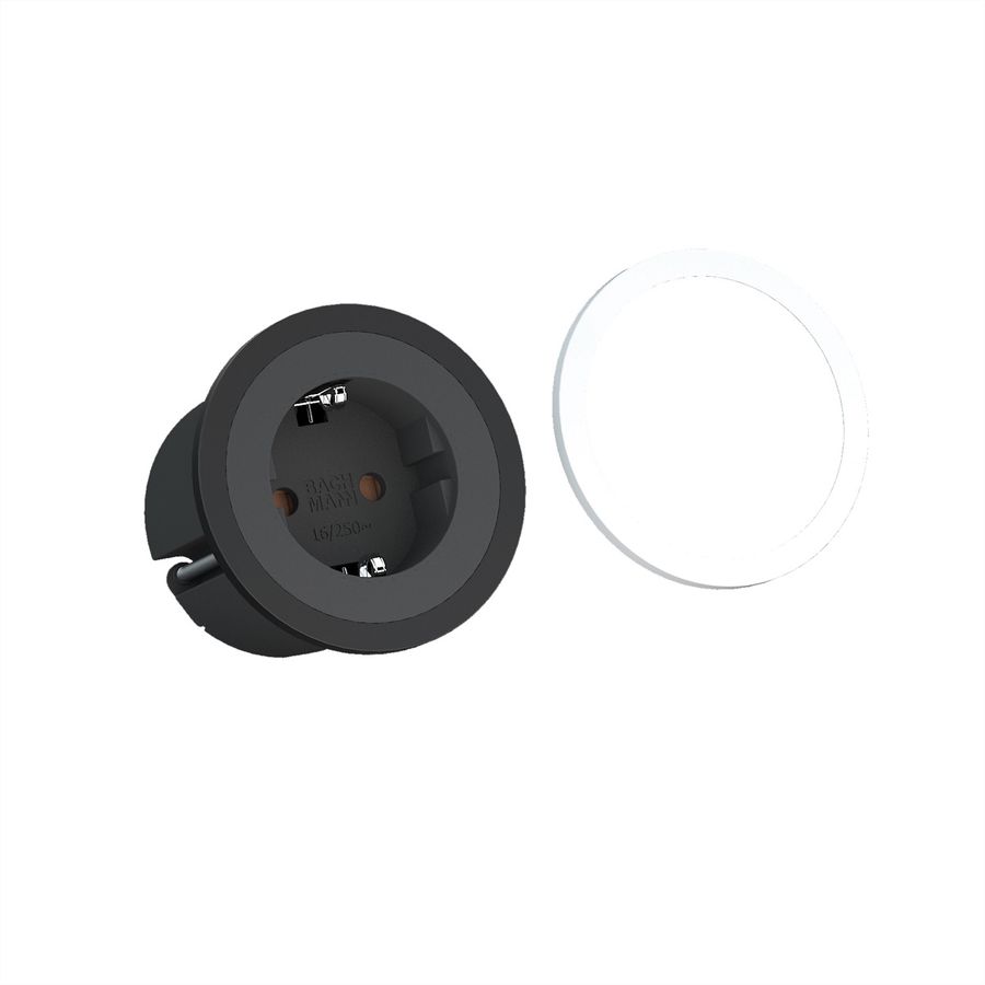 BACHMANN PIX 1x earthing contact with decorative rings in white and black, GST coupling