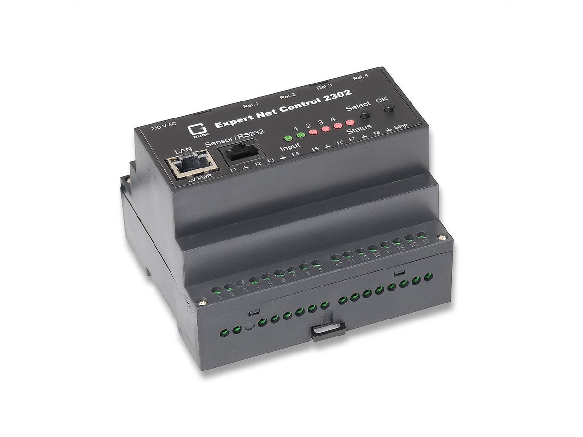 GUDE 2302-1 EPC NET 4x relais uit, 8x signaal in, 1 sensorpoort, DIN-rail