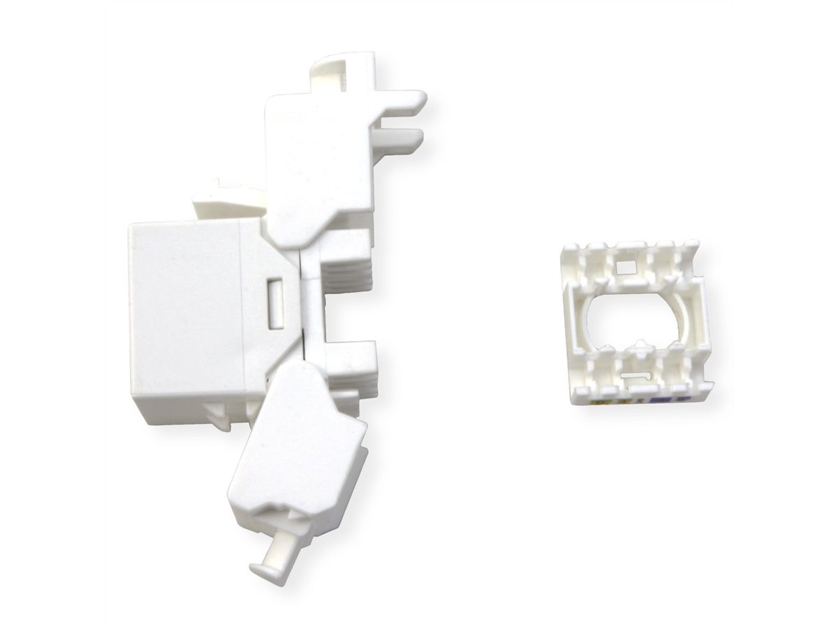ROLINE Keystone Jack, Cat.6A (Class EA), RJ-45, UTP, tool-free, SLIM and SHORT, white