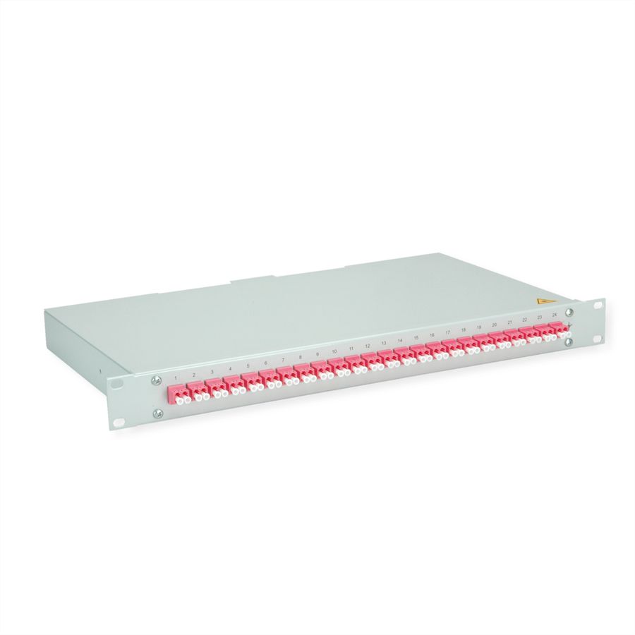 TELEGÄRTNER BASIS eco LWL-Panel mit Kupplungen, 24x LC Duplex, violett, OM4