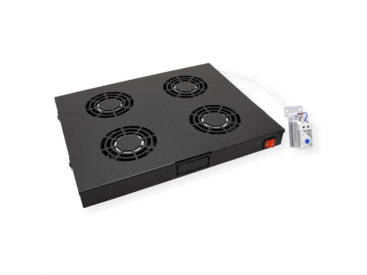 ROLINE 19-inch ventilatorunit 4 ventilatoren, Thermostaat zwart