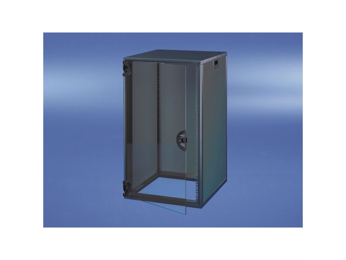 SCHROFF Novastar kast met beglaasde deur en achterwand, Slim-Line, RAL 7021, 945H 553B 600D