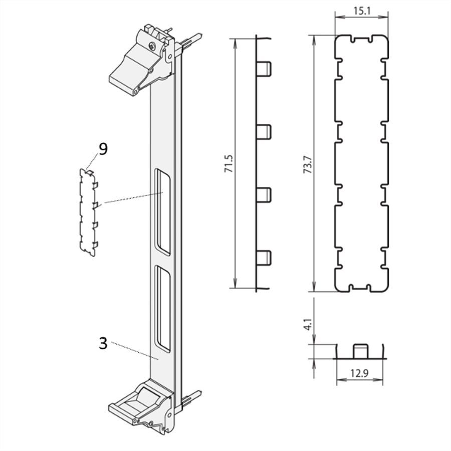SCHROFF PMC Mezzanine frontpaneel uitsparing voor EMC bescherming, helder