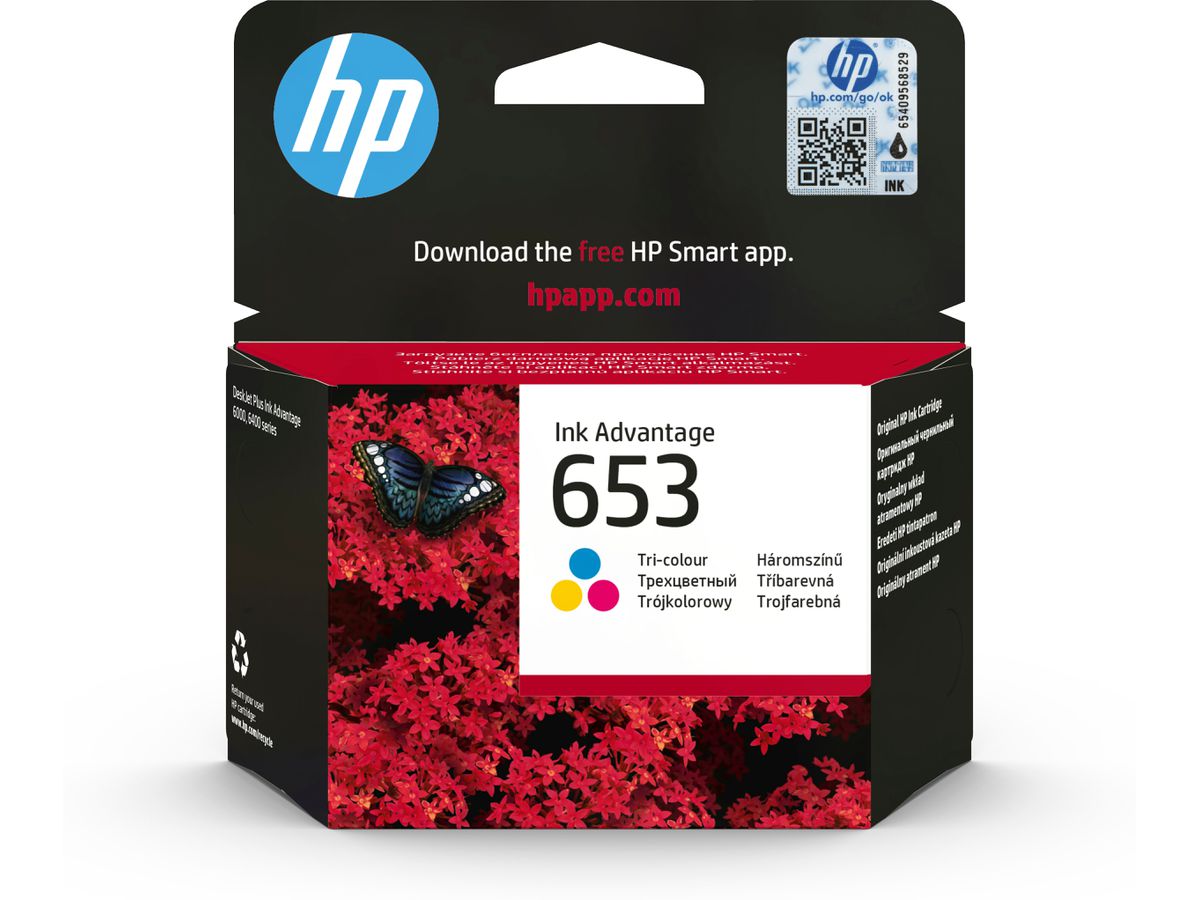 HP 653 originele Advantage drie-kleuren inktcartridge