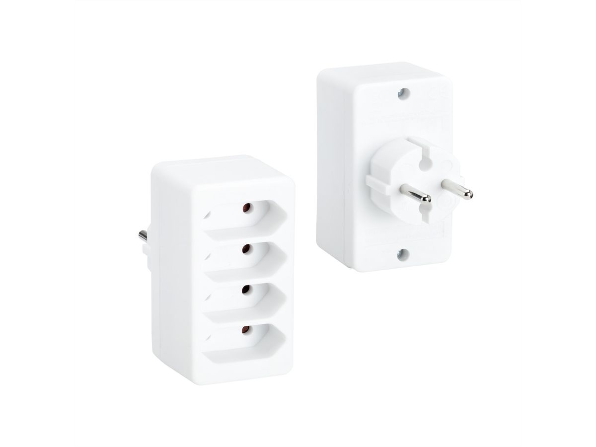 BACHMANN Multistecker 4xEuro , wit 4x2,5A/230V