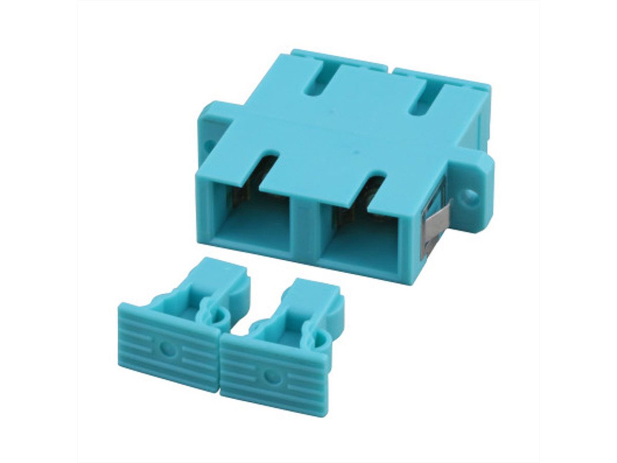 LWL-Kupplung MM OM3, SC/SC duplex, türkis