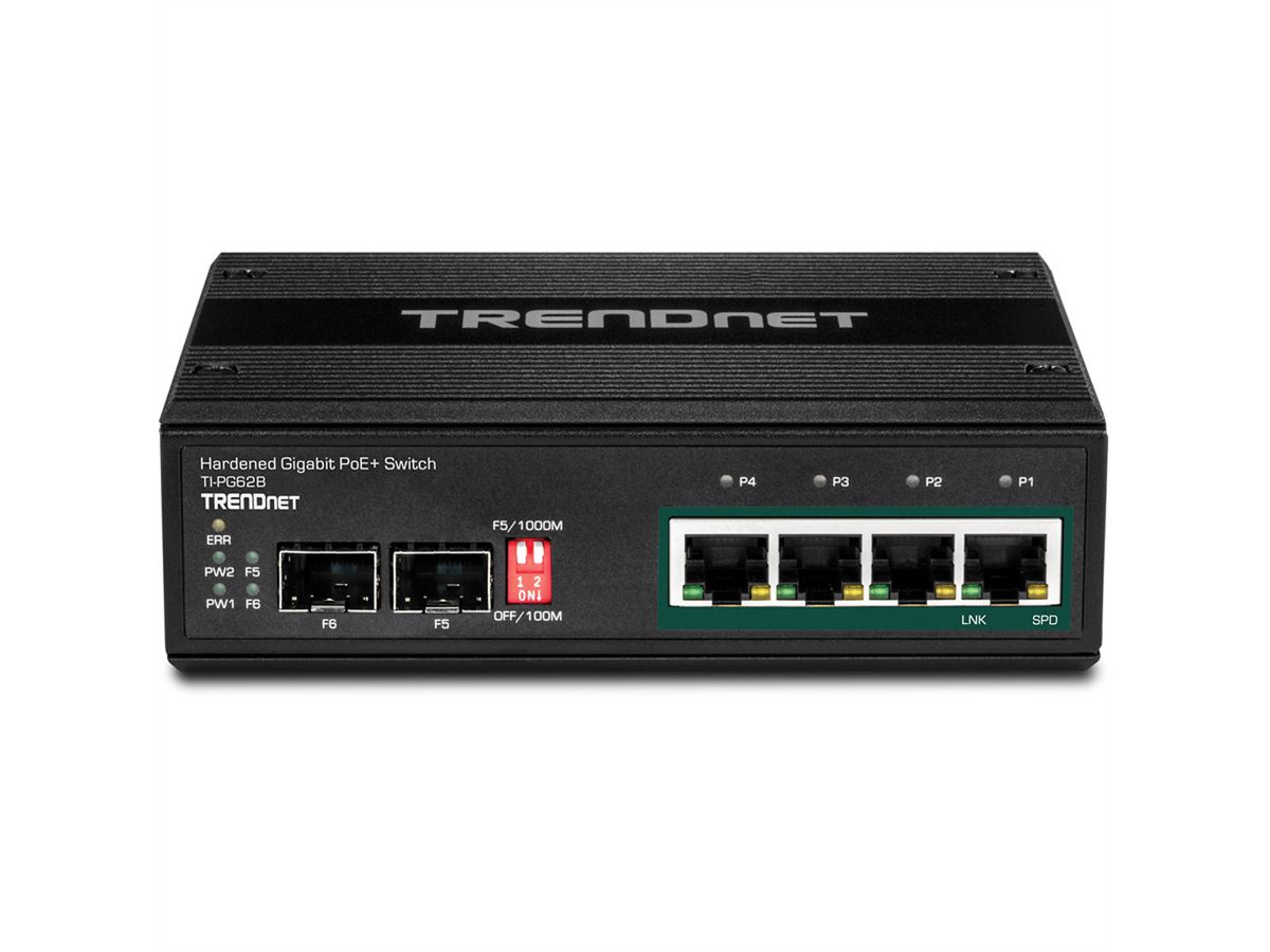 TRENDnet TI-PG62B 6port Switch PoE+ 2SFP Industrial Gigabit