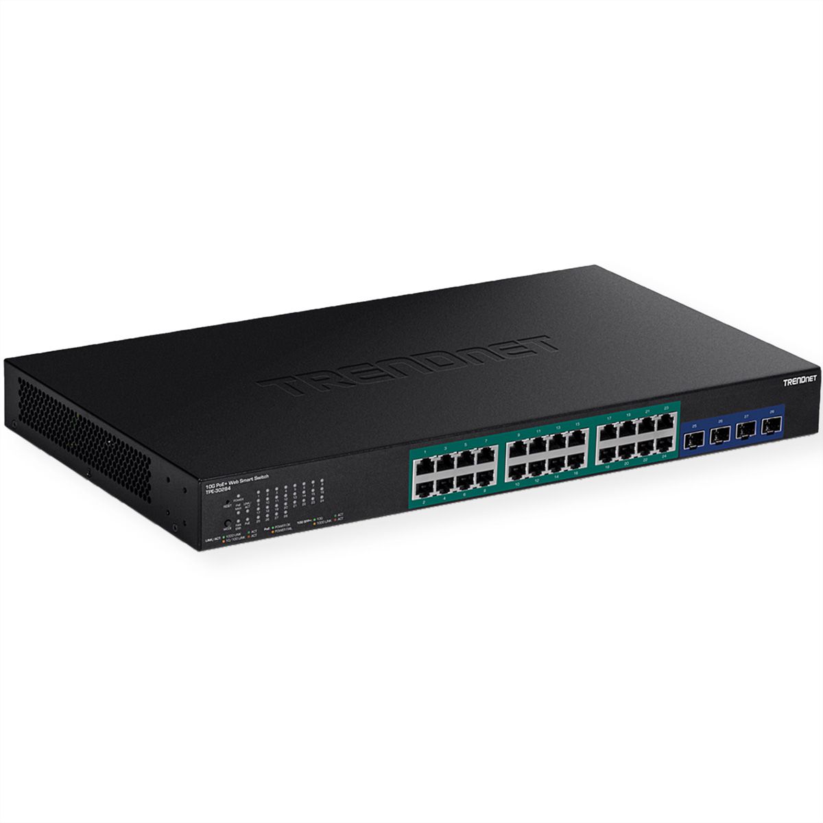 TRENDnet TPE-30284 28-poorts gigabit switch Web Smart PoE+ switch met 10G SFP+ slots