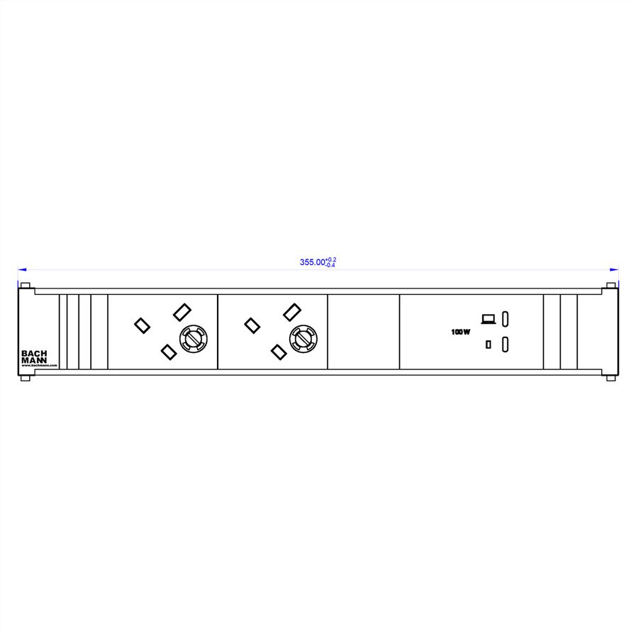 BACHMANN CONI 2xUK 45° 3.15A, 1xUSB C/C 100W L=0.2m