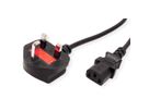 VALUE UK Power Cable, straight IEC Conncector, 10A, black, 3 m