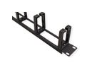 VALUE 19" 1U Cable Management Plate, C-Type, 5 Hooks, Cut-out front panel / cable feed-through, black