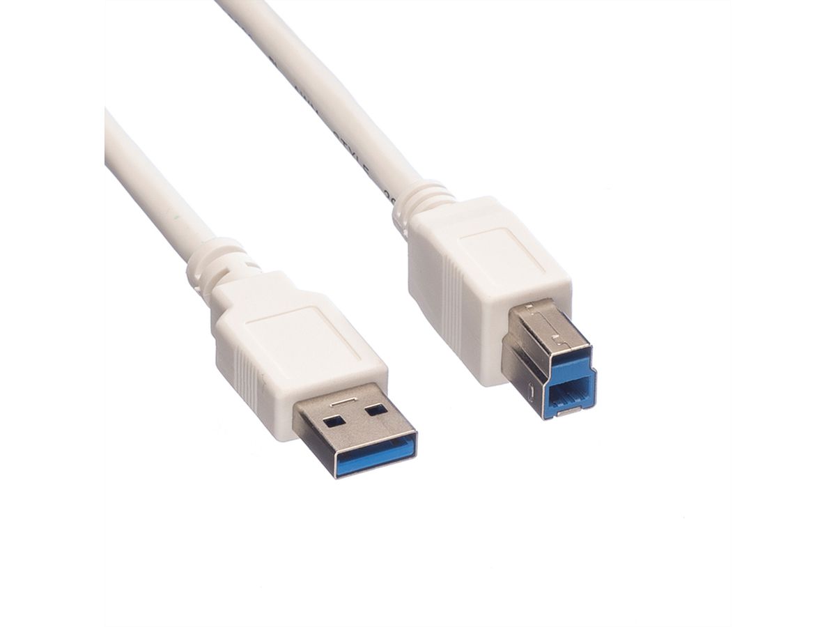 VALUE USB 3.2 Gen 1 Cable, A - B, M/M, white, 0.8 m
