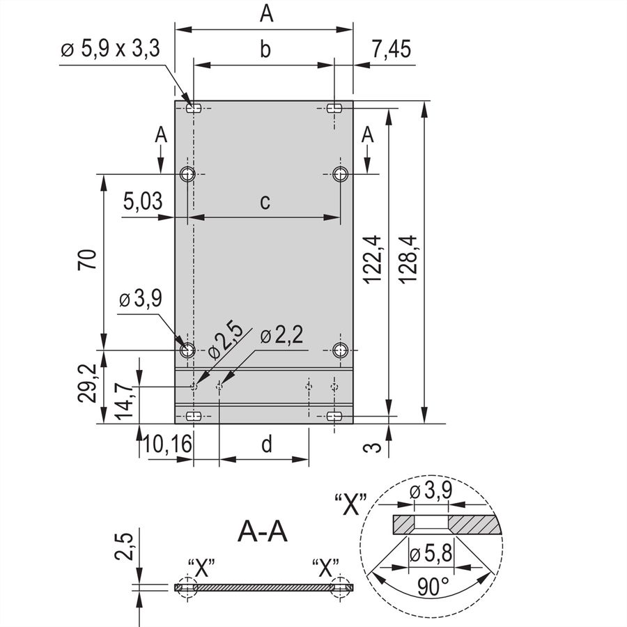 SCHROFF Frame Type Plug-In Unit Front Panel, Unshielded, 3 U, 12 HP, 2.5 mm, Al, Front Anodized, Rear Conductive