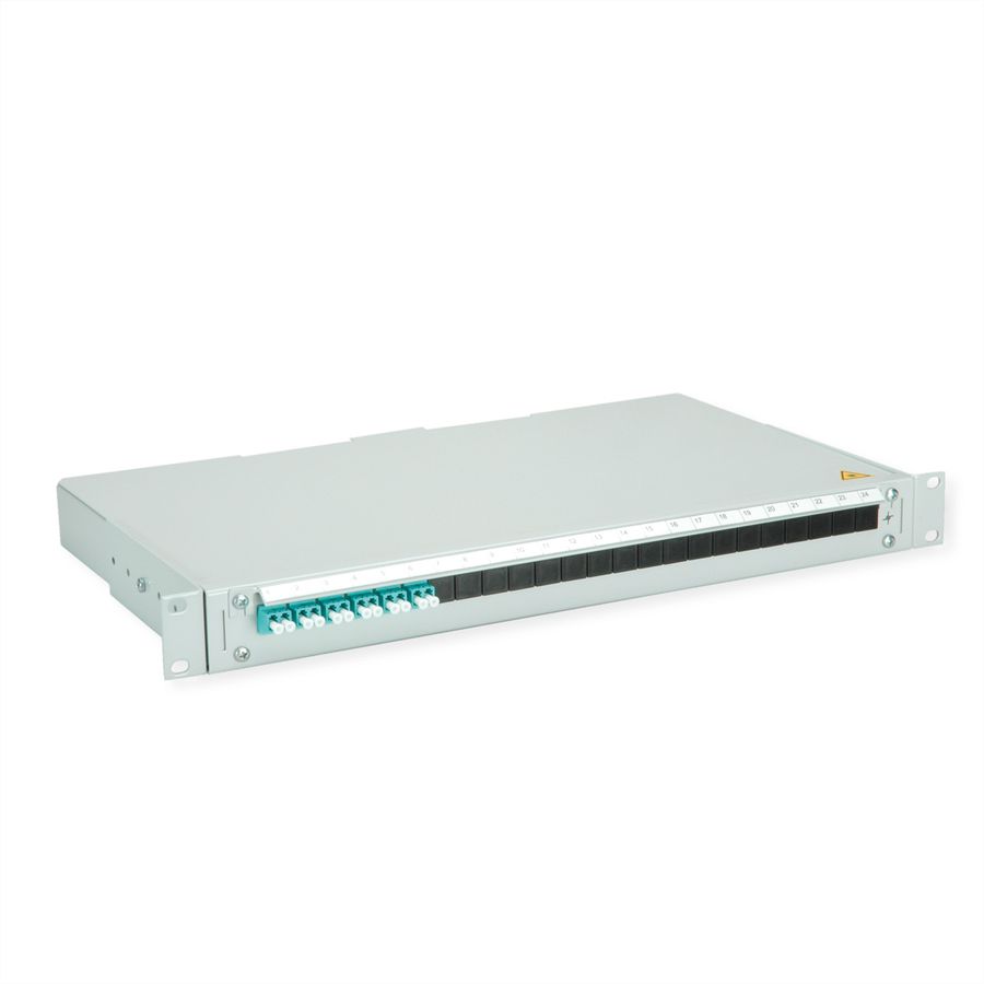 TELEGÄRTNER BASIS V LWL-Panel mit Kupplungen, 6x LC Duplex, türkis, OM3