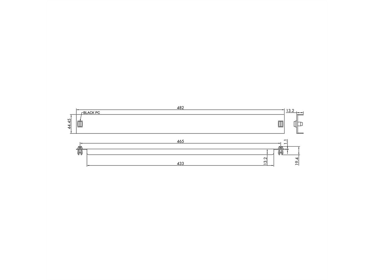 VALUE 19" Blindplaat snap-in, 1 HE, RAL 9005 zwart