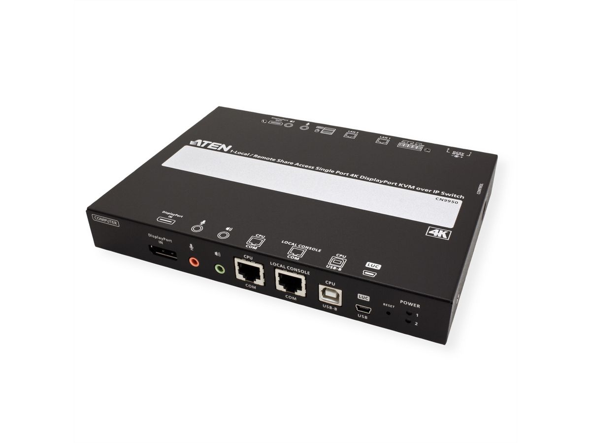 ATEN CN9950 1-Lokaal-Remote Share Access Single Port 4K DisplayPort KVM over IP Switch