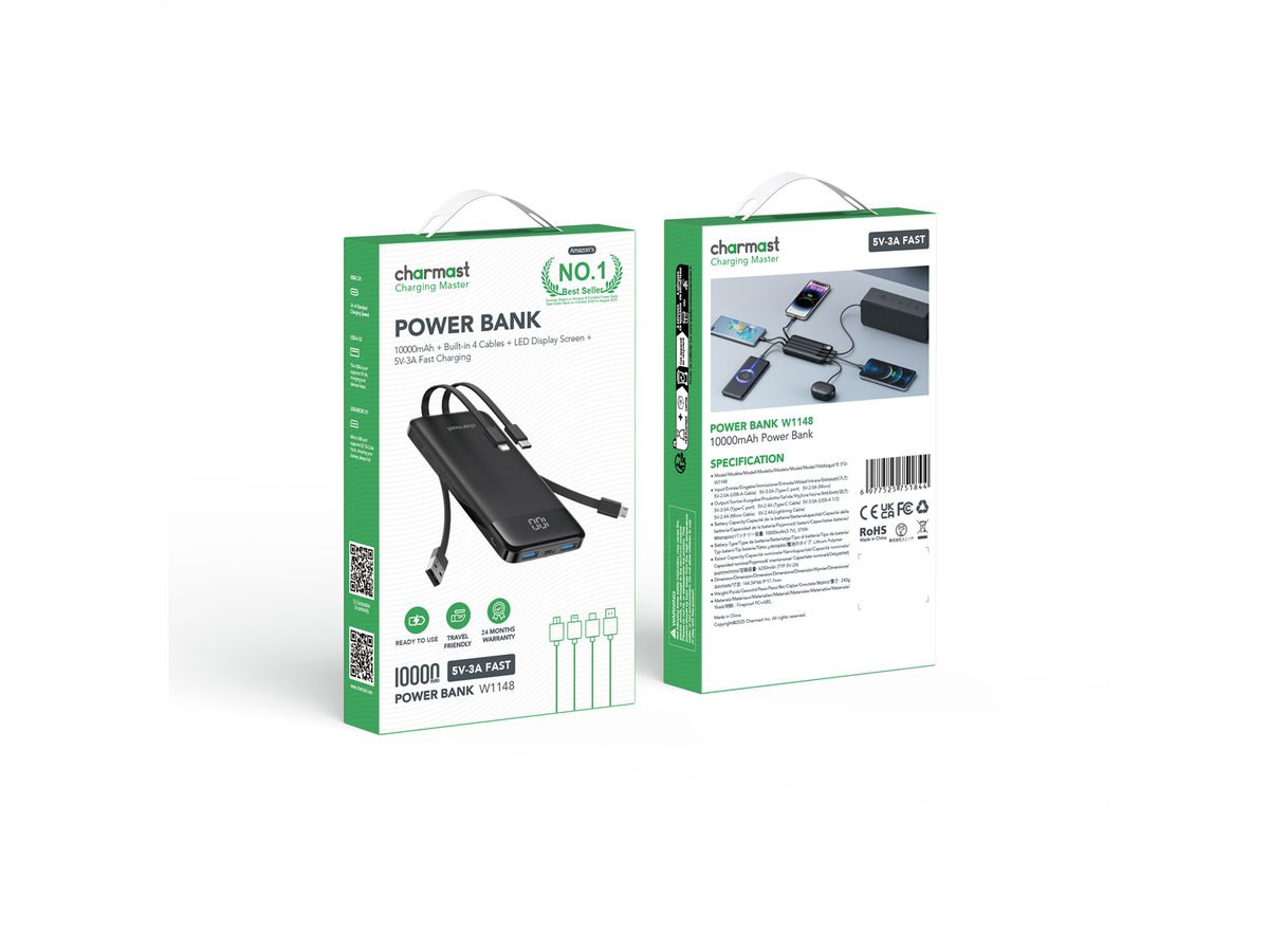 CHARMAST Powerbank W1148 10000mah black