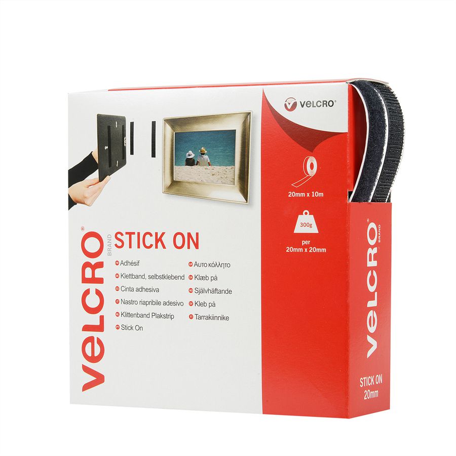VELCRO® zelfklevend klittenband 20 mm x 10 m zwart